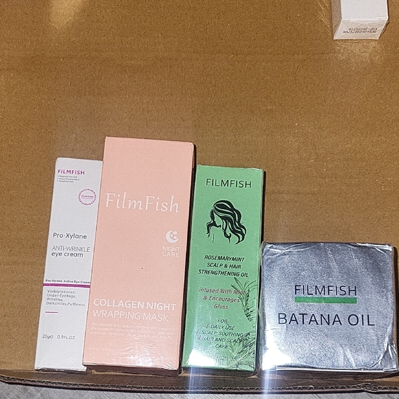 filmfish Other - 4 Pc BUNDLE - FilmFish Skincare Set with Collagen Mask and Batana Oil